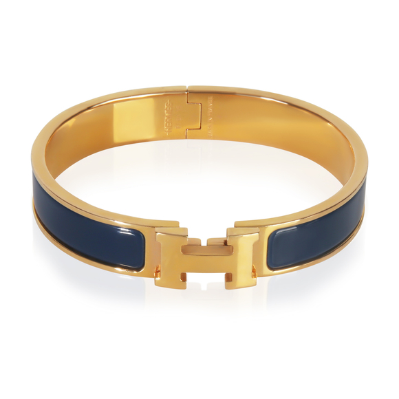Hermès Gold-PlatedClic H In Ultramarine Bracelet